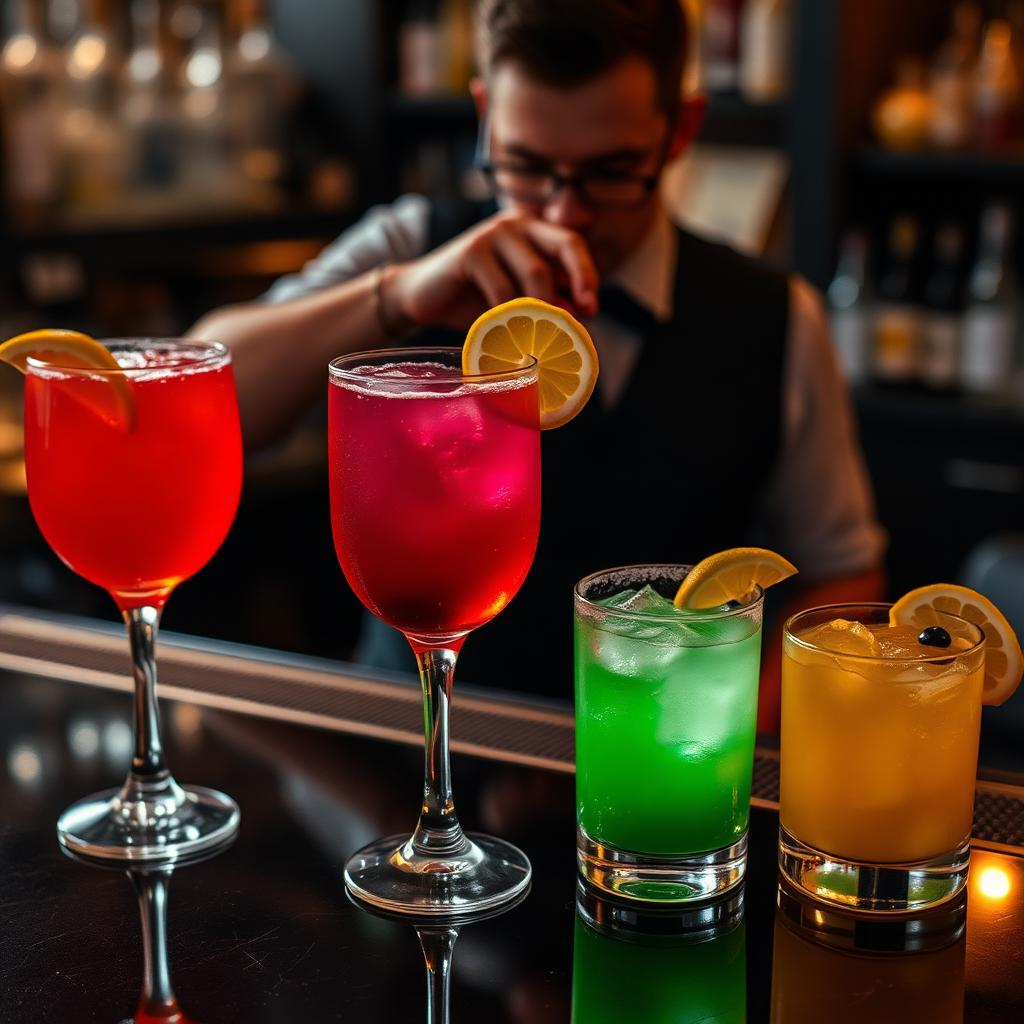 Cocktails préparés au bar